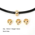 Goldene 10mm CCB Großlochperlen Verbinder für DIY Halsketten Schmuckherstellung - Flach Rund Aufhänger / 10x13mm (6mm Loch) 50 Stück/Packung / Gold