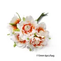 Bouquet de fleurs artificielles orange et blanc avec 6 fleurs en soie pour bijoux DIY - Bouquet de patchwork / 115 mm (6 pièces/paquet)