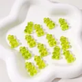 Translucent emerald green gummy bear charms for DIY jewelry making and craft projects - 10 Pieces/Pack (11x21mm) / Green