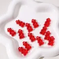 Semi-transparent red gummy bear acrylic beads for DIY necklaces and jewelry making - Red