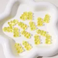 Translucent yellow bear charms in acrylic for DIY jewelry making and phone accessories - Yellow