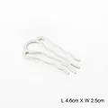 Silver metal 4-prong hair fork wave shape design 4.6cm length for bridal DIY hair styling - Small (4.6cmx2.5cm) - 1 Piece / White Gold