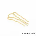 Golden metal four-prong wave hair fork measuring 6.3cm by 3.4cm for bridal DIY styling - Medium (6.3cmx3.4cm) - 1 Piece / Gold