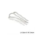 Polished silver wave hair fork for wedding buns with dimensions 6.3cm x 3.4cm - Medium (6.3cmx3.4cm) - 1 Piece / White Gold