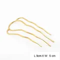 Golden four-prong metal hair fork hair comb with wave design, size 9cm x 5cm - Large (9cmx5cm) - 1 Piece / Gold
