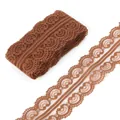 Deep brown 45mm lace ribbon with scalloped wavy edges and fine mesh for DIY crafts - 45mm x 4.5 Meters / Dark Brown