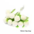 100mm künstlicher Schneeballblumenstrauß mit weißen flauschigen Staubblättern - 100mm Schneeball-Strauß