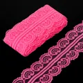 Delicate 45mm hot pink lace ribbon trim with floral hollow design for DIY crafts - 45mm x 4.5 Meters / Rose Red