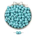 Perles en bois laquées bleu ciel 10mm avec finition mate pour bijoux DIY - 50 Pièces/Paquet (10mm) / Bleu clair
