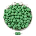 Perles en bois peint vert herbe 10mm pour bracelets DIY et artisanat de bijoux - 50 Pièces/Paquet (10mm) / Vert