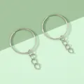 Paar gepolijste zilveren ijzeren sleutelringen met 4-schakelkettingen voor DIY-sieraden - 2.5cm Gladde Sleutelring Zonder Enkele Ring (10 Stuks/Verpakking) / Witgoud