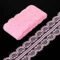 Pink lace ribbon with hollow scallop pattern for DIY hair accessories and jewelry making - 45mm x 4.5 Meters / Pink
