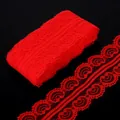 Vibrant red lace ribbon with hollow geometric patterns for DIY craft and hair accessories - 45mm x 4.5 Meters / Red