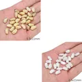 Frosted 6.5x11mm copper olive-shaped beads in gold and silver for DIY jewelry - Vertical Hole Textured Irregular (04#) / 14K Gold