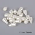 Cremeweiße 8x14mm ABS-Perlen in Tropfenform für DIY-Schmuck und Haarschmuckzubehör - Wassertropfen 8*14mm (50 Stück/Packung) / Beige