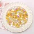Mixed color glass pearl beads set for DIY jewelry in yellow, purple and white - 30g Pack (Approx 2-10mm) / Yellow Series