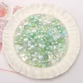 Mixed green and pearl white DIY bead set with assorted textures in a white dish - 30g Pack (Approx 2-10mm) / Green System