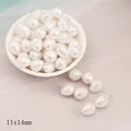 Weiße ovale ABS Perlen mit Rillen 11x14mm Größe für DIY handgefertigten Schmuck - Gewinde-Wassertropfenform