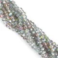 4mm faceted crystal glass rondelle beads with AB rainbow coating for jewelry making - Plated Rose Red Green