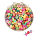 Handmade fruit polymer clay beads set in silver bowl for DIY jewelry and bracelet making - Fruit (8-10mm) / 30Pcs Pack