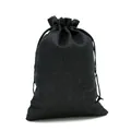 Schwarzer Leinenbeutel mit Kordelzug für Schmuck mit strukturierter Oberfläche - 13*18cm / Schwarz