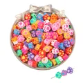 Colorful cat paw polymer clay beads for DIY jewelry making displayed in a silver tray - 30Pcs Pack / Bear Paw (10x9mm)