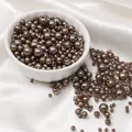 Polished bronze ABS faux pearls with hole for DIY jewelry making in assorted sizes - Brown