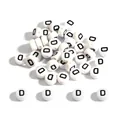 White 4x7mm acrylic bead with black letter D for DIY jewelry making and bracelets - Letter D / 100 Pieces/Pack (4x7mm)