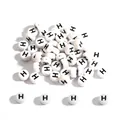 Flat round white acrylic beads with black letter H for DIY jewelry making - Letter H / 100 Pieces/Pack (4x7mm)