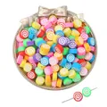 Mixed color polymer clay beads with white spiral pattern for DIY bracelet jewelry making - 30Pcs Pack / Lollipop Style 2 (10mm)