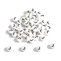 White acrylic flat bead with black letter J for DIY bracelets and handmade jewelry crafts - Letter J / 100 Pieces/Pack (4x7mm)
