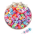 Colorful polymer clay evil eye beads in a silver tray for DIY jewelry making - 30Pcs Pack / Evil Eye (10mm)
