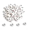 Flat round white acrylic 4x7mm letter beads with black L character for DIY bracelets - Letter L / 100 Pieces/Pack (4x7mm)