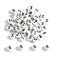 Flat round 4x7mm white acrylic beads with black letter S for DIY bracelets - Letter S / 100 Pieces/Pack (4x7mm)