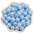 Perle rotonde in ABS azzurro con finitura AB per gioielli fai-da-te e capelli - Diametro 6mm (100 Pezzi/Confezione) / Azzurro