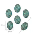 Seegrüne 18x13mm Barock-Perlen mit goldenem Rautenmuster für DIY-Schmuck-Bastelarbeiten - Griechischer Schlüssel Flachperle / 20 Stück/Packung (18x13mm) / Transparentes Grün