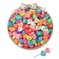 Colorful heart shaped polymer clay smiley face beads for DIY jewelry making - 30Pcs Pack / Heart Smiley Face (10x9mm)
