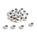 Flat acrylic alphabet bead with letter W for DIY bracelet and jewelry making projects - Letter W / 100 Pieces/Pack (4x7mm)