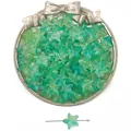 Perles en verre étoile de mer cyan translucide pour bijoux DIY sur un plateau argenté - 10 Pièces/Paquet (15x14mm, Trou 1mm) / Jaune-vert