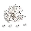 White 4x7mm acrylic flat beads with black letter X for DIY bracelet and jewelry making - Letter X / 100 Pieces/Pack (4x7mm)