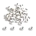 White 4x7mm acrylic alphabet beads with black letter Z for DIY jewelry making - Letter Z / 100 Pieces/Pack (4x7mm)