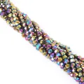 Perline di cristallo di vetro sfaccettato 4mm con finitura arcobaleno metallizzato DIY - 4mm / Placcato Colorato