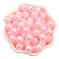 Rosa irisierende ABS-Perlenimitat-Rundperlen für DIY-Schmuck und Haarschmuckzubehör - Hellrosa