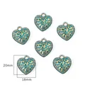 Barocker cyanfarbener Herzanhänger mit Goldfiligran und 20 mm Größenangabe - Blattmuster-Herz / 20 Stück/Packung (20x18mm) / Transparentes Grün