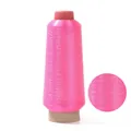 Pink metallic embroidery thread on a cone with detailed fiber texture close-up - 17cmx6cm (Approx 3250m/Roll) / Pink