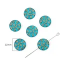 Blaugrüne 12mm Barock-Perlen mit goldenen Sternen und Mond für DIY Schmuckherstellung - Stern-Mond Flachperle / 35 Stück/Packung (12mm) / Transparentes Grün