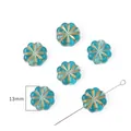 Blaugrüne Barockperlen in Blumenform mit Goldmuster 13mm für die Schmuckherstellung - Achtblättrige Blume / 30 Stück/Packung (13mm) / Transparentes Grün