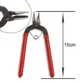 Precision 15cm needle nose pliers with red non-slip handles and return spring for jewelry - Long Handle Round Nose Pliers / Red