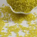 Vibrant lemon yellow 2mm bugle beads with iridescent AB coating in a star dish - 2mm (15g/Pack) / Yellow