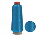Metallic blue embroidery thread on cone for DIY sewing and decorative needlework - 17cmx6cm (Approx 3250m/Roll) / Blue